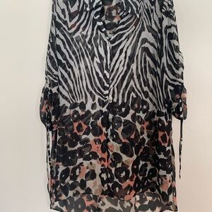 Multiples Monochrome Zebra Pattern Top Large